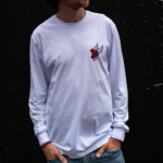 Longsleeve rowerowy SKULL – bawełniany biały